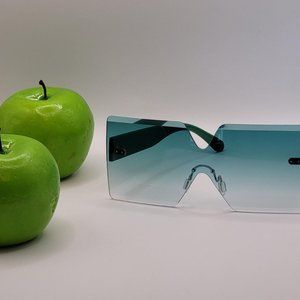 Unisex Retro Fashion Colored Blueberry Apple Sunglasses Square Frame Blue Green